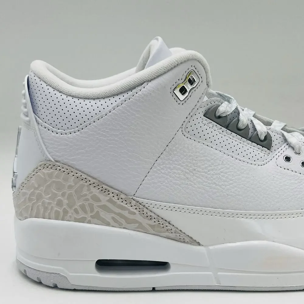 Nike Air Jordan 3 Retro White Silver Sneakers CT8532 111 Men Size 11 NEW